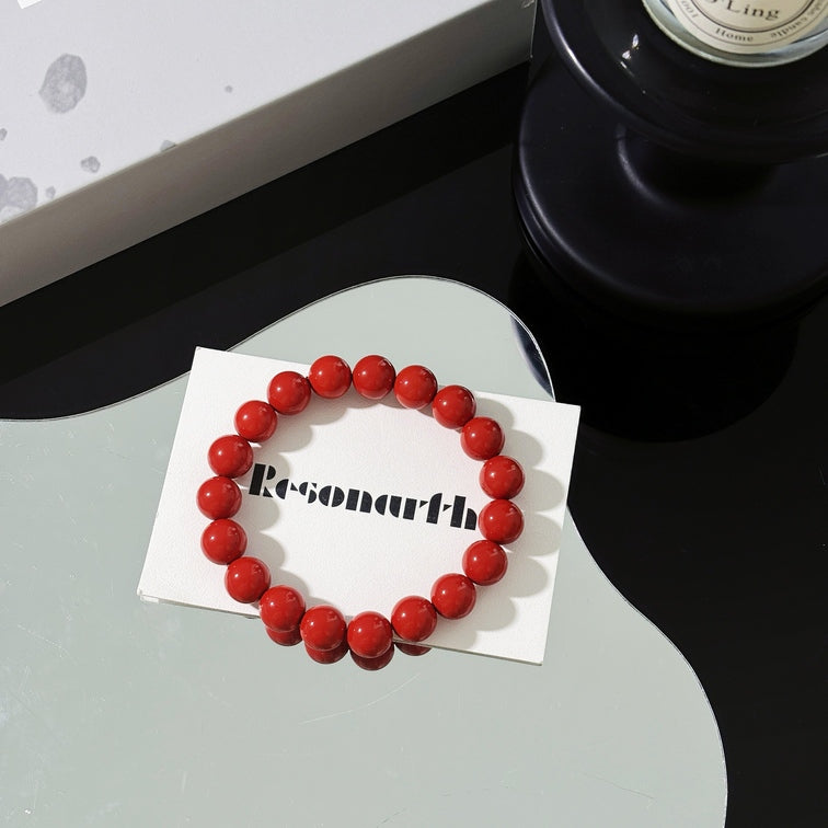 10mm Cinnabar Bracelet | Handcrafted Water-Polished Cinnabar Jewelry