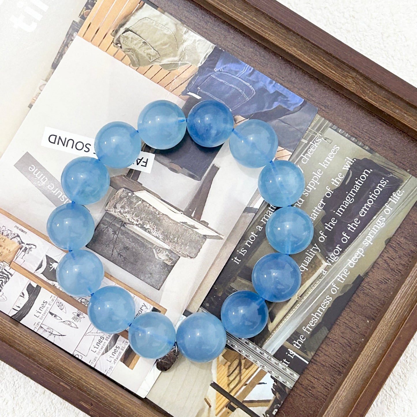 14mm Aquamarine Bracelet | Calm & Clarity Crystal Beads