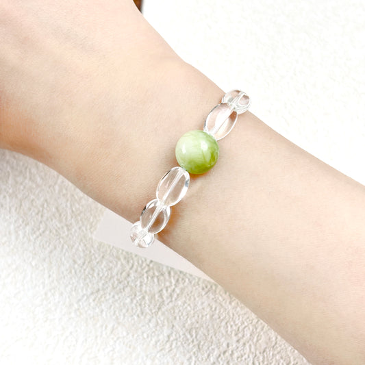 As Once - Serpentine jade & Clear Quartz Bracelet