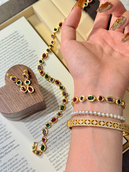 Aurora Gems - Multicolor Gemstone Bracelet / Necklace / Earrings