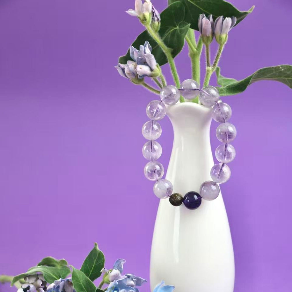 Light - Purple Rutilated Quartz, Amethyst & Sandalwood Bracelet