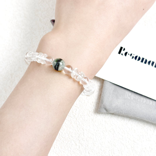 EtherGaze - Clear Quartz & Cat's Eye Tourmaline Bracelet