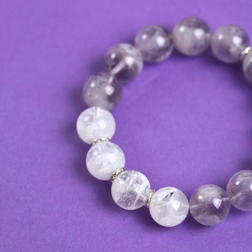 Harmony - Purple Rutilated Quartz & Snowflake Phantom Quartz Bracelet
