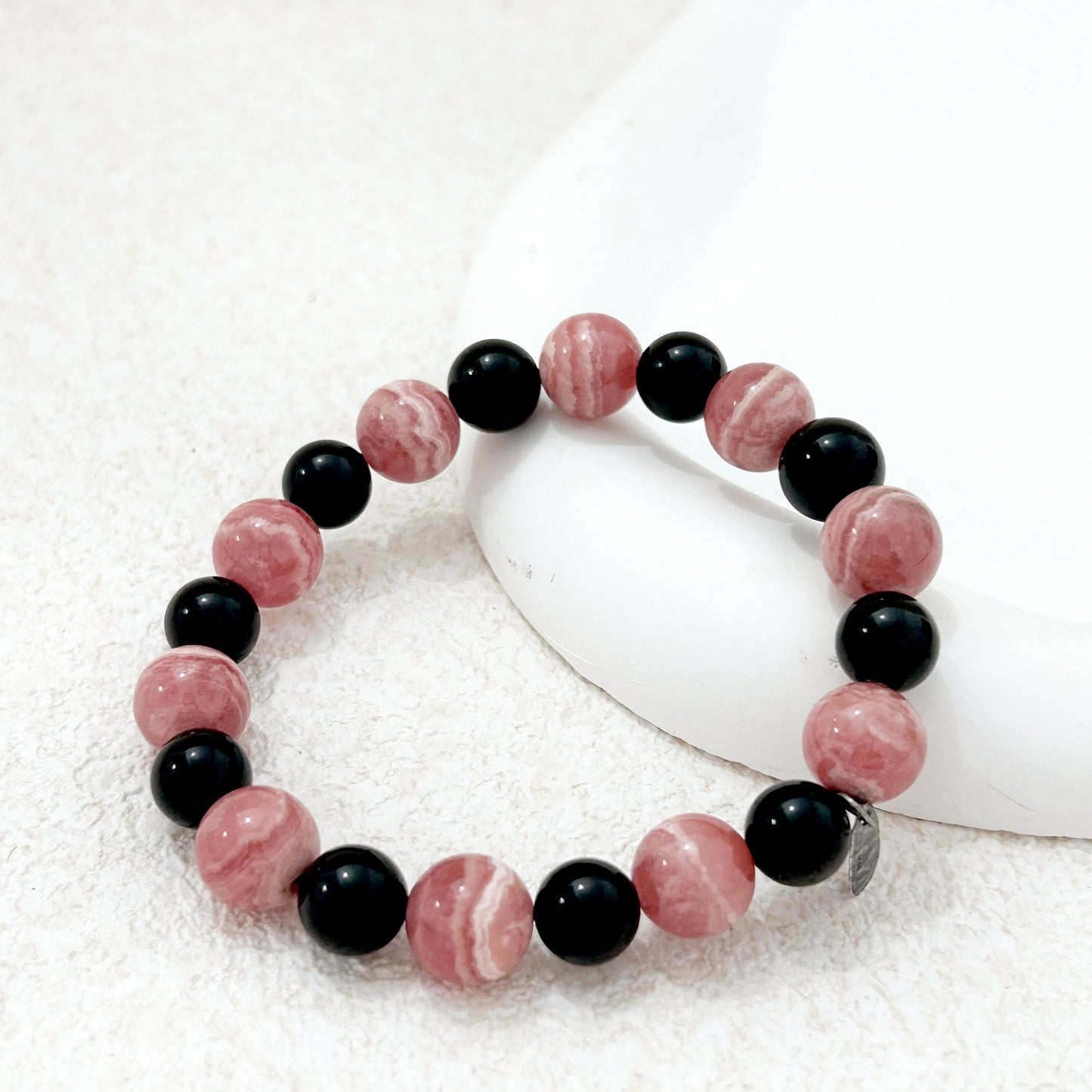 Heartfire – Rhodochrosite & Black Tourmaline Bracelet