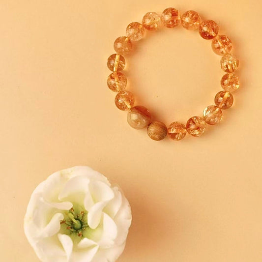 Scene - Golden Azeztulite Quartz, Hematoid Quartz & Sandalwood Bracelet