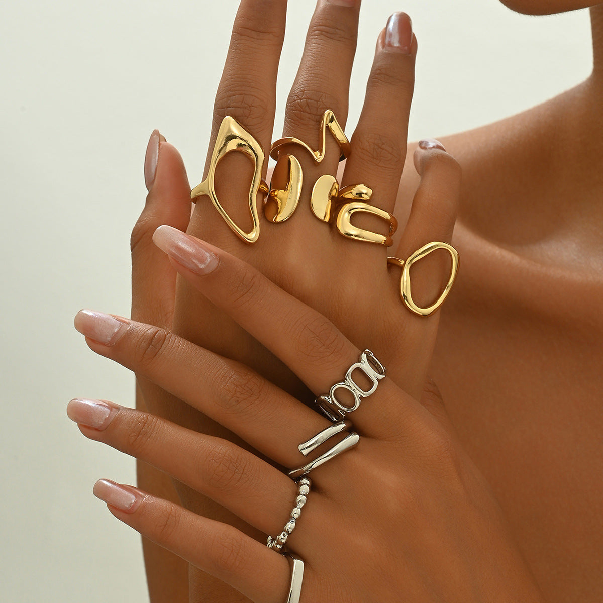 Sculpted Flow Adjustable Ring Set