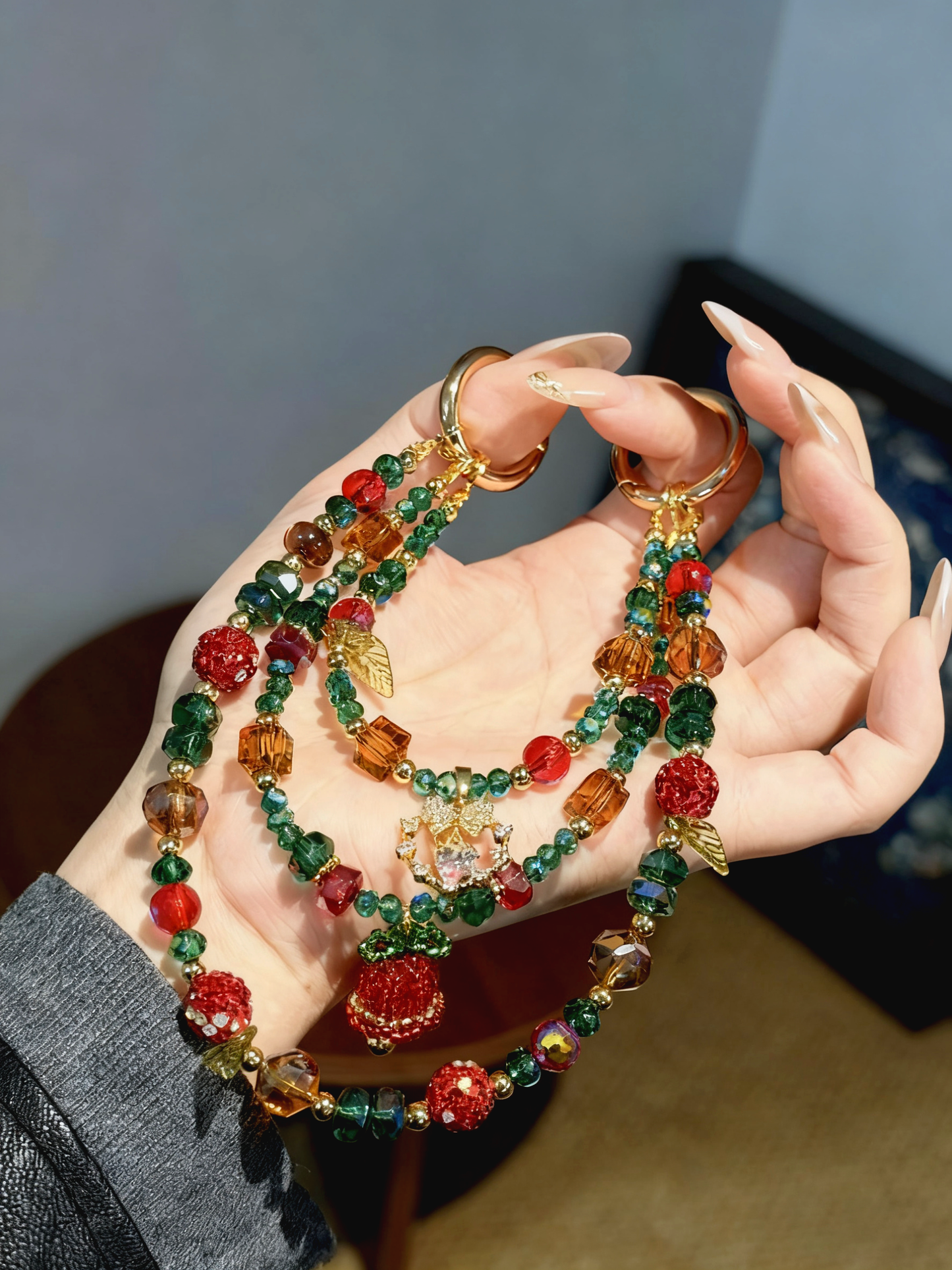 The Christmas Trio – Handcrafted Crystal Beaded Phone and Bag Charm