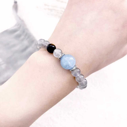 Tidal Glow – Labradorite, Aquamarine & Tiger's Eye Bracelet