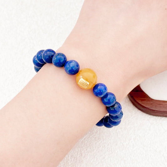 Tide Whisper – Lapis Lazuli & Amber Bracelet