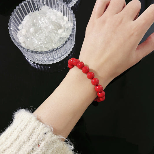 10mm Cinnabar Bracelet | Handcrafted Water-Polished Cinnabar Jewelry