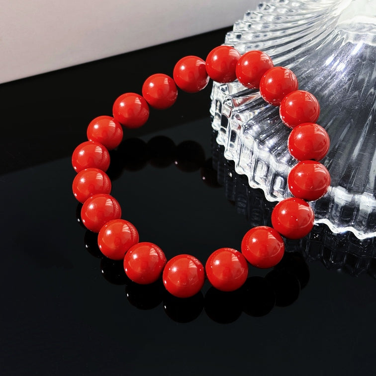 10mm Cinnabar Bracelet | Handcrafted Water-Polished Cinnabar Jewelry