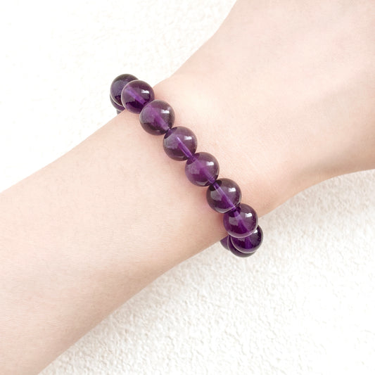 10mm Uruguay Amethyst Bracelet | Energy Balance & Spiritual Growth