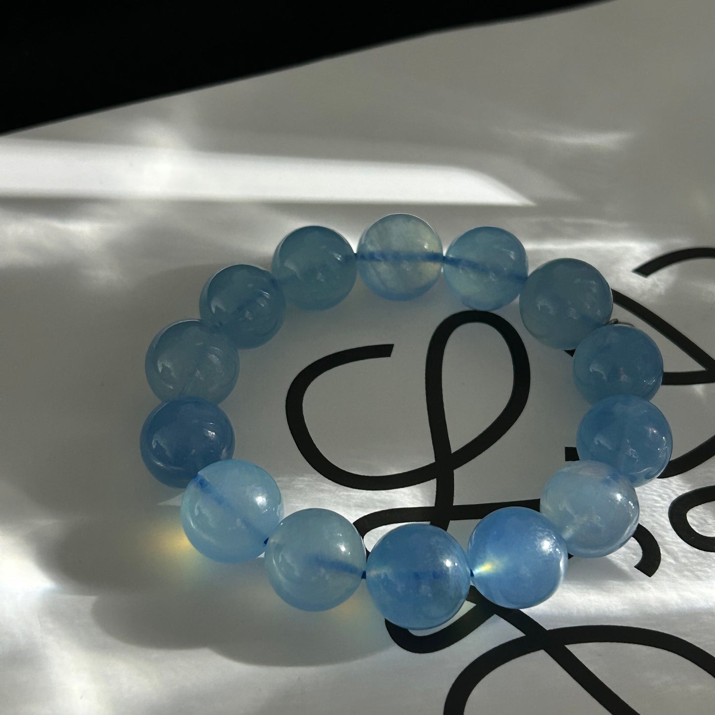 14mm Aquamarine Bracelet | Calm & Clarity Crystal Beads
