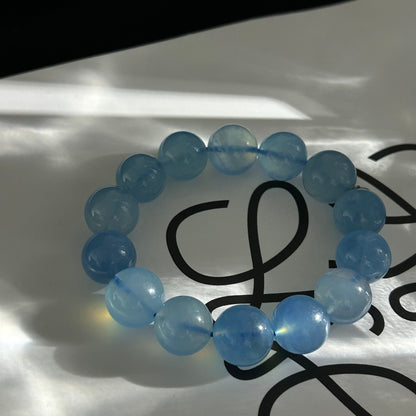 14mm Aquamarine Bracelet | Calm & Clarity Crystal Beads