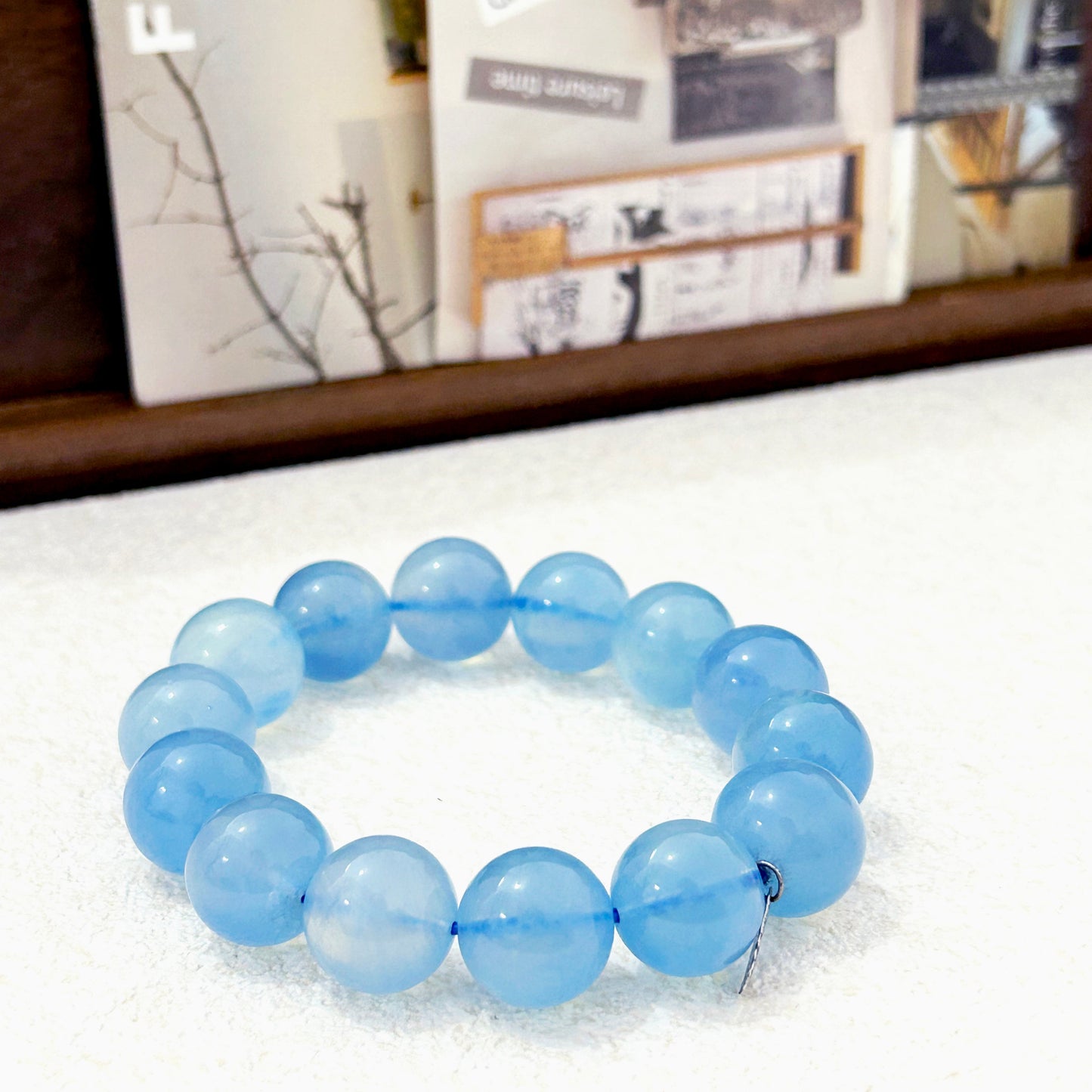 14mm Aquamarine Bracelet | Calm & Clarity Crystal Beads