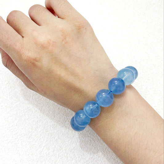 14mm Aquamarine Bracelet | Calm & Clarity Crystal Beads