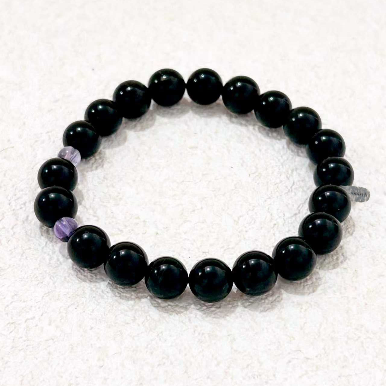 Luminous Whispers – Black Tourmaline & Amethyst Bracelet