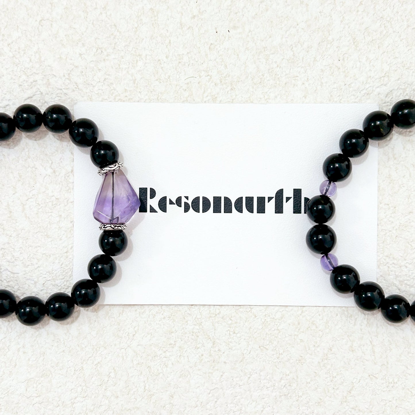 Luminous Whispers – Black Tourmaline & Amethyst Bracelet