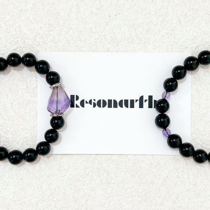 Luminous Whispers – Black Tourmaline & Amethyst Bracelet