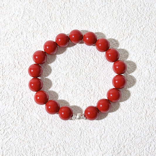 A Trace of Red Calm - Vermilion Cinnabar & Sterling Silver Bracelet
