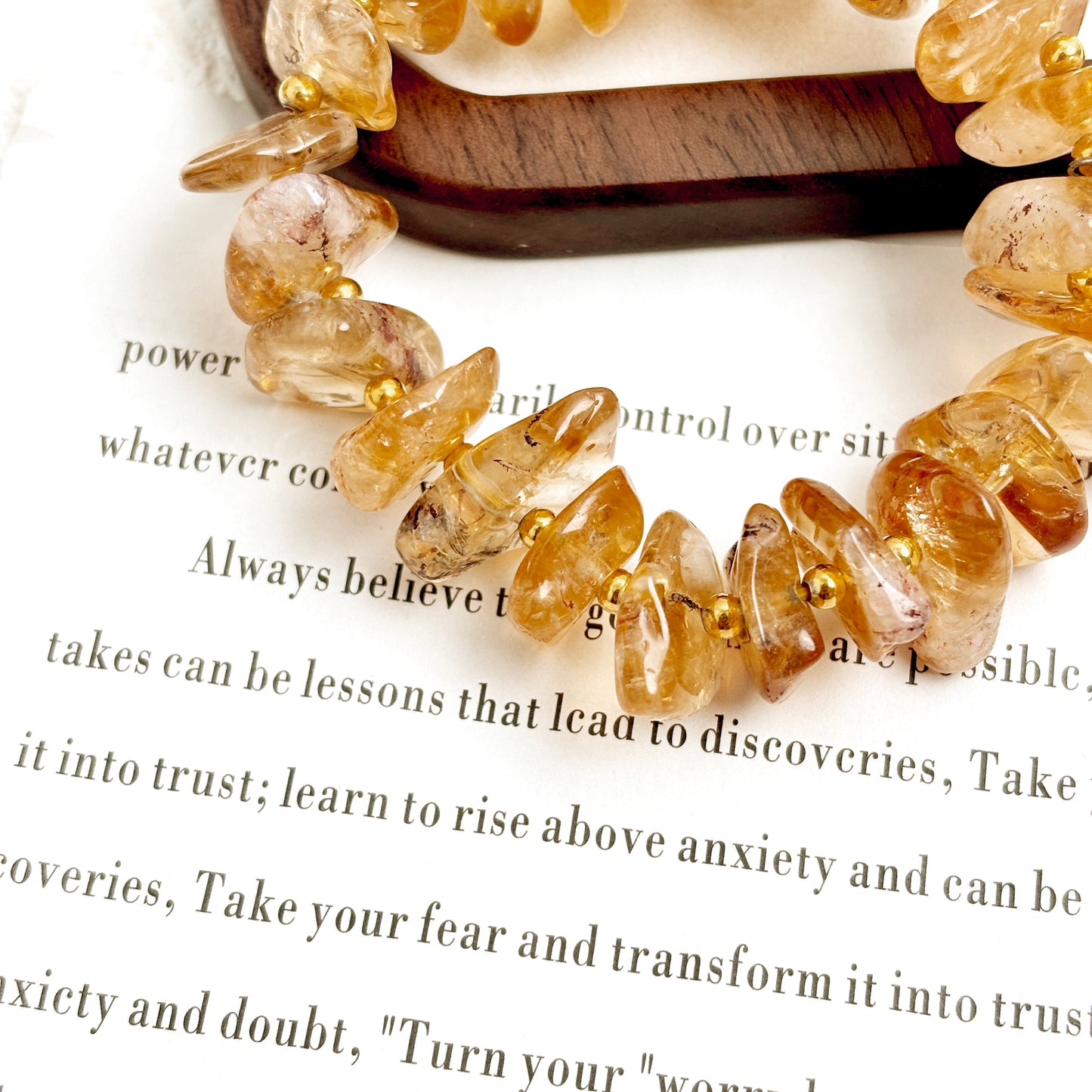 Amber Echo · Natural Citrine Bracelet for Wealth & Radiance