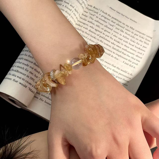 Amber Rests in Light - Citrine & Clear Quartz Bracelet