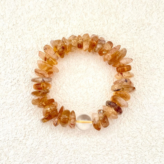 Amber Rests in Light - Citrine & Clear Quartz Bracelet