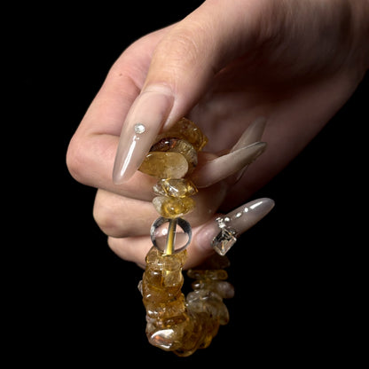 Amber Rests in Light - Citrine & Clear Quartz Bracelet