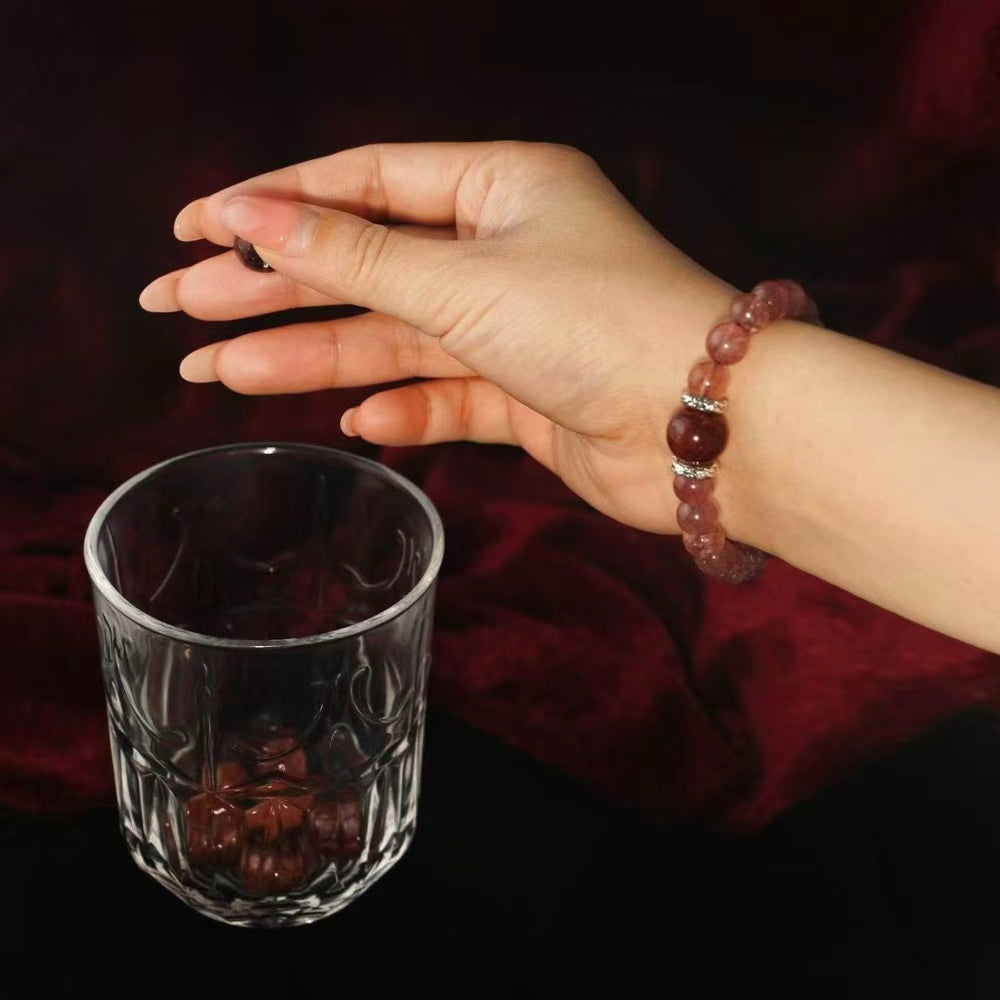 Amélie & Margot - Vintage Strawberry Quartz Stacking Bracelets