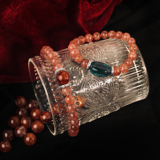Amélie & Margot - Vintage Strawberry Quartz Stacking Bracelets