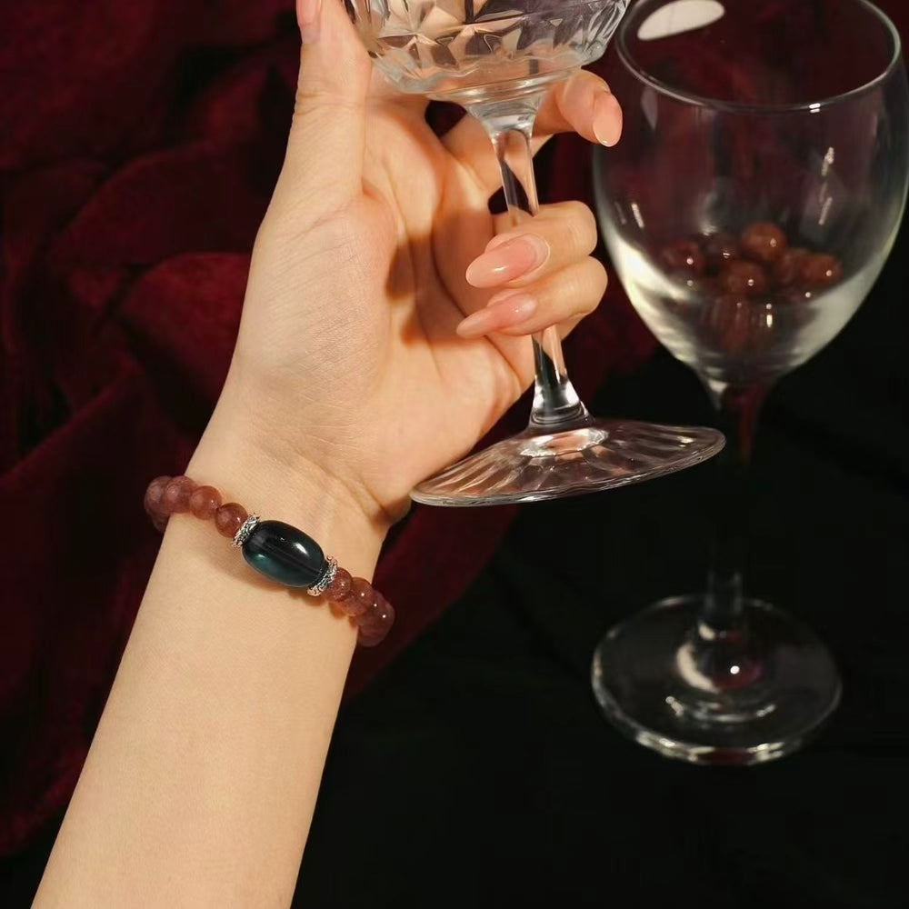 Amélie & Margot - Vintage Strawberry Quartz Stacking Bracelets