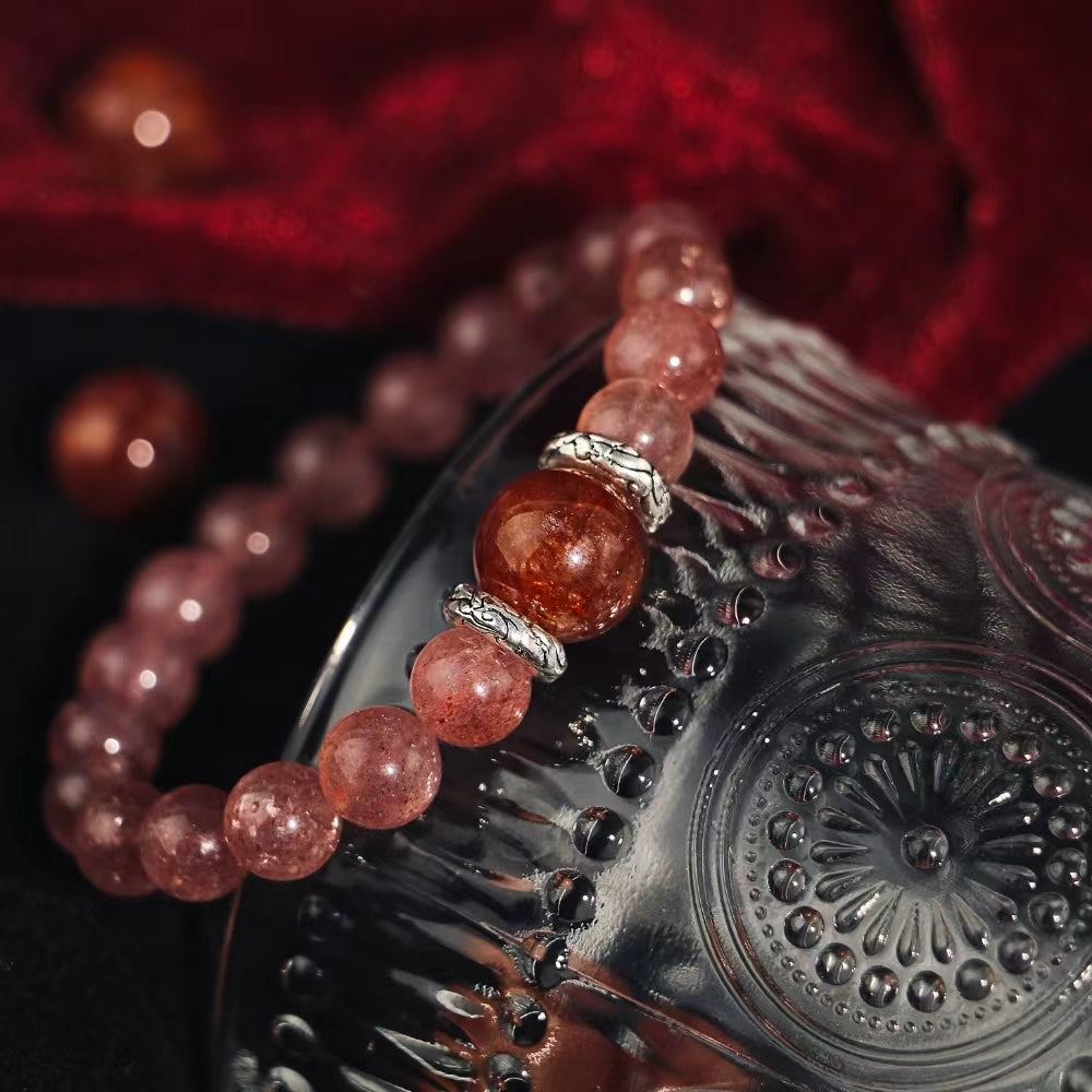 Amélie & Margot - Vintage Strawberry Quartz Stacking Bracelets