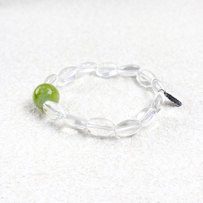 As Once - Serpentine jade & Clear Quartz Bracelet