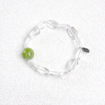 As Once - Serpentine jade & Clear Quartz Bracelet