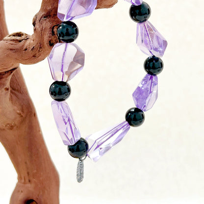 Astris – Amethyst & Black Tourmaline Bracelet