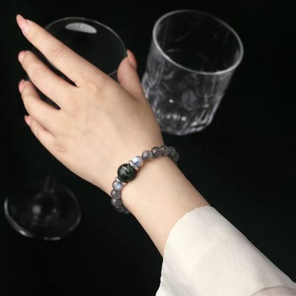 Audrey & Sylvia - Vintage Labradorite with Kyanite & Seraphinite Gemstone Bracelets