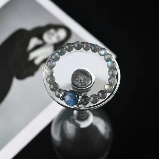 Audrey & Sylvia - Vintage Labradorite with Kyanite & Seraphinite Gemstone Bracelets