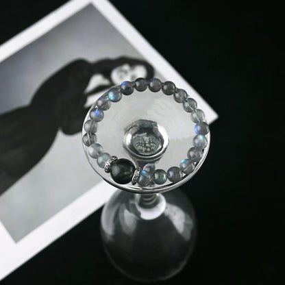 Audrey & Sylvia - Vintage Labradorite with Kyanite & Seraphinite Gemstone Bracelets