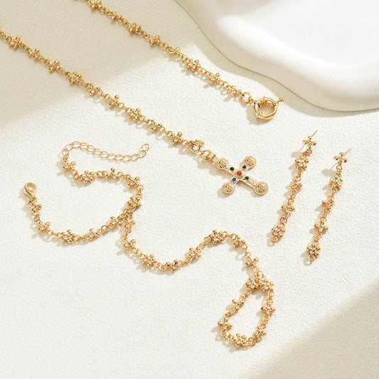 Aurelia Bloom Gold-Plated Jewelry Set – Earrings, Bracelet & Necklace