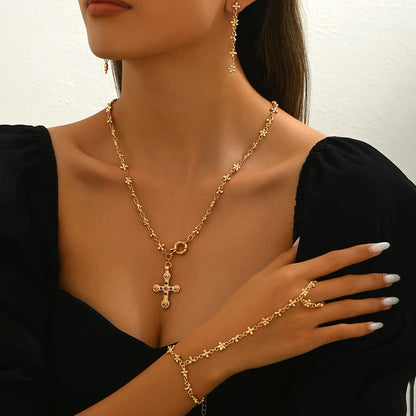 Aurelia Bloom Gold-Plated Jewelry Set – Earrings, Bracelet & Necklace