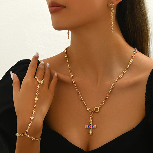 Aurelia Bloom Gold-Plated Jewelry Set – Earrings, Bracelet & Necklace