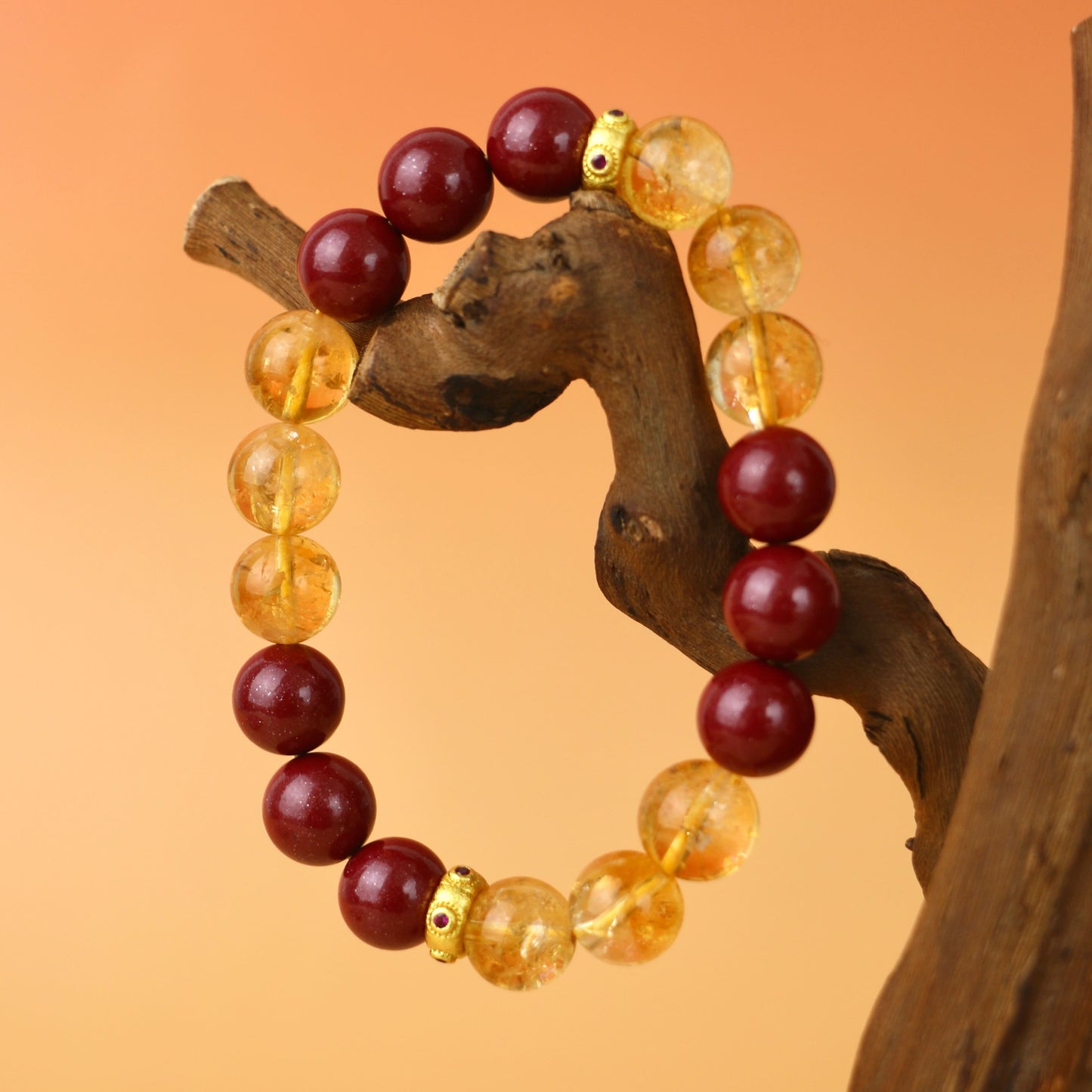 Back in Red - Cinnabar & Golden Azeztulite Bracelet