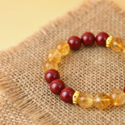 Back in Red - Cinnabar & Golden Azeztulite Bracelet