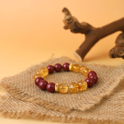 Back in Red - Cinnabar & Golden Azeztulite Bracelet