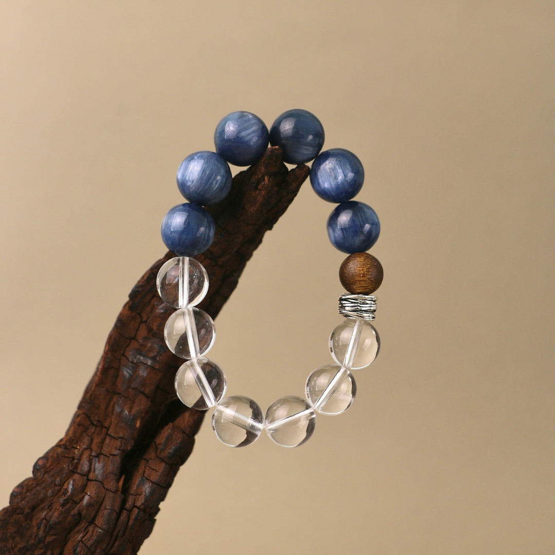 Breaking Ice in Blue - Kyanite, Clear Quartz & Sandalwood Bracelet