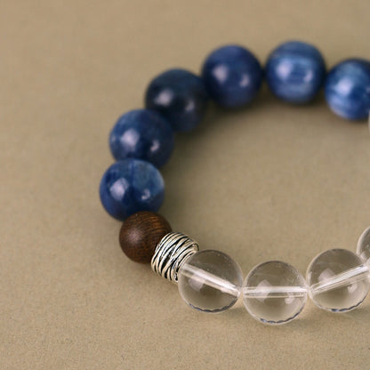 Breaking Ice in Blue - Kyanite, Clear Quartz & Sandalwood Bracelet