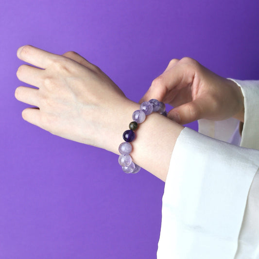 Light - Purple Rutilated Quartz, Amethyst & Sandalwood Bracelet