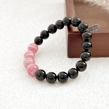 Crimson Horizon – Rhodochrosite & Black Tourmaline Bracelet