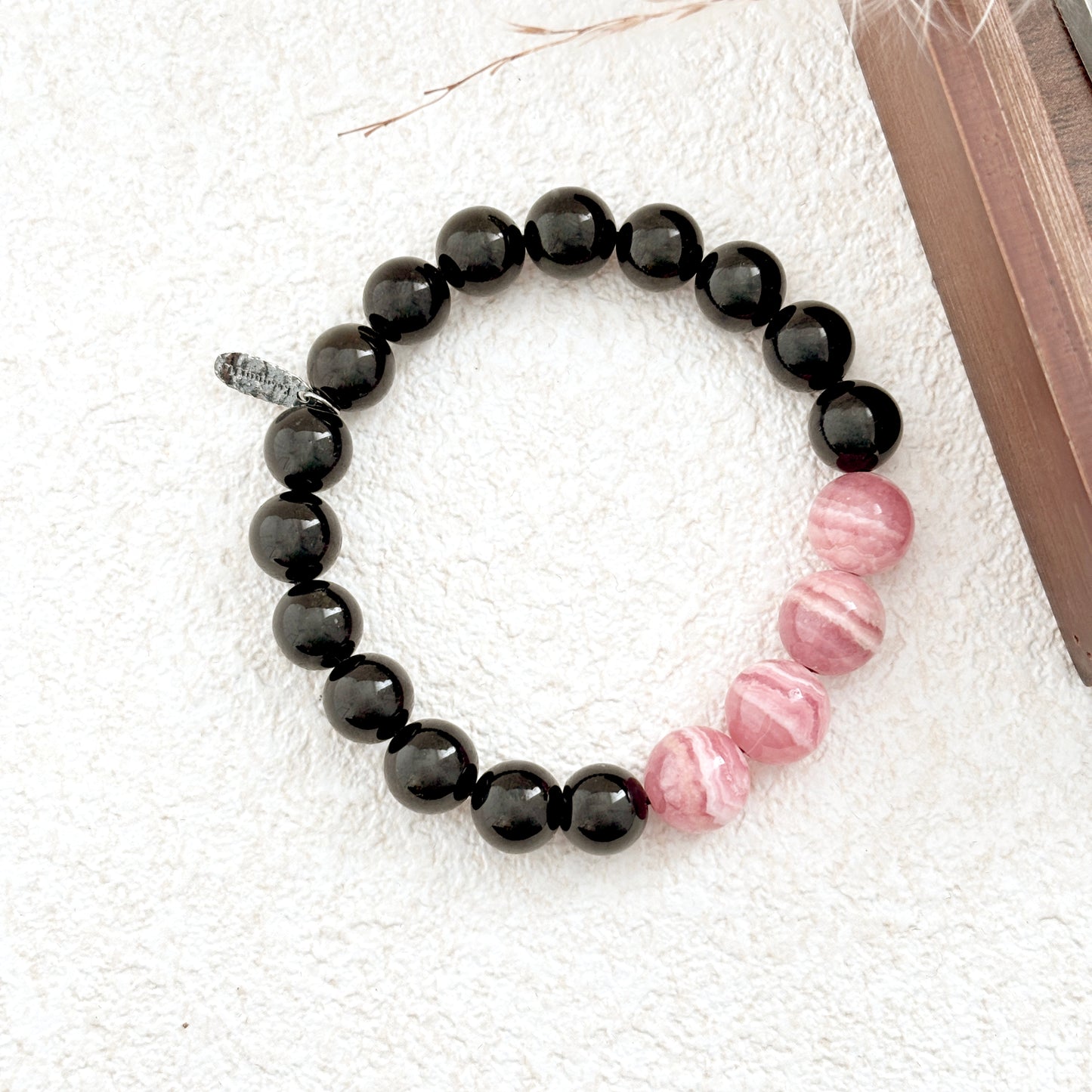 Crimson Horizon – Rhodochrosite & Black Tourmaline Bracelet