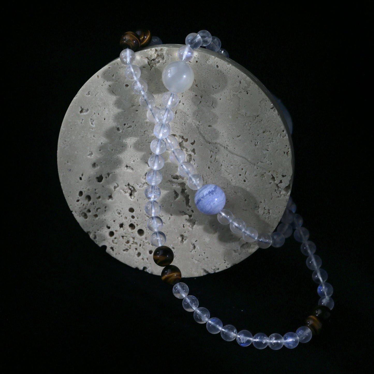 Daybreak - Moonstone, Blue Lace Agate & Tiger's Eye Bracelet